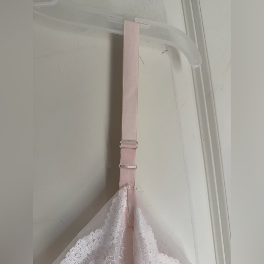 Slip pink 50s vintage Elegant Pink Lace trim Dress adjustable strap lightweight - Picture 7 of 14